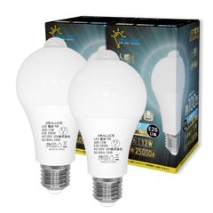 ORALUCE LED電球 E26口金 人感センサー 電球 100W形相当 昼白色 5000K 12W 1200lm 自動点灯・消灯 明暗センサー付 消し忘れ防止 階段 玄関 廊下 トイレ 調光不可 2個入 LDA12N-G-E26