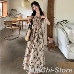 【送料無料】夏ワンピース フレアワンピース キャミソールワンピース リゾートワンピース aラインワンピース 花柄ワンピース 可愛いエレガ【新作登場】ZZ520