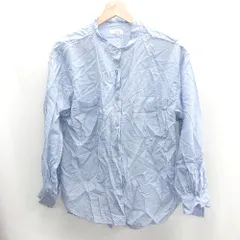 ◇ ⊂ LOWRYS FARM ローリーズファーム シースルー <!-利用不可文字-!> 長袖 ノーカラー シャツ ブラウス サイズ1 ライトブルー レディース E  【1410100006175】