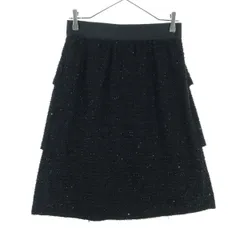 美品 mila schon ミラショーン スパンコール バックティアード 膝丈スカート 42 ブラック レディース 古着のサムネイル