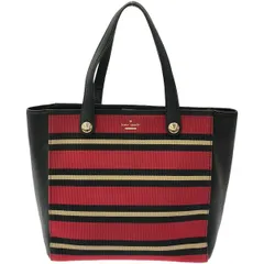 kate spade ケイト・スペード キャンバスレザーコンビトートバッグ  レッド×ブラック