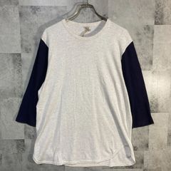 日本製 Filmelange フィルメランジェ 7分袖Tシャツ コットン ホワイト＆ネイビー L
