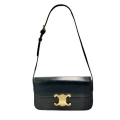 【真贋判定済】CELINE セリーヌ トリオンフ ワンショルダー  ブラック×G金具 レディースバッグ B0419BNRNV