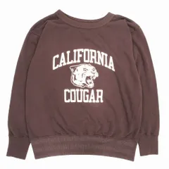 ミクスタ mixta プリント クルーネック スウェット トレーナー 裏起毛 プルオーバー COUGAR XS ダークブラウン メンズ