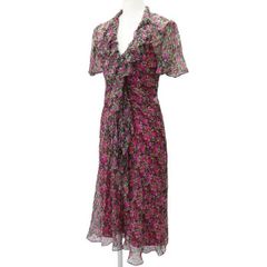 GUCCI 24-25AW新作レア 極美品 グッチ フローラル シルク イブニングドレス ワンピース サイズ36 ペチコート フリル 花柄 47284
