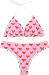 TOKYO GOODS MARKET イチゴ柄 ビキニ セパレーツ 水着 レディース( ピンク,  L)