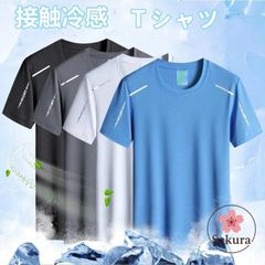 Tシャツ 半袖 メンズ 接触冷感 トップス クルーネック 肌触り 吸汗 速乾 通気性 軽量 ストレッチ 快適 薄手 涼しい 透け 夏服 シンプル カ