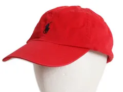 【お得なクーポン配布中!】 ポロ ラルフローレン コットン ベースボール キャップ フリーサイズ / 帽子 トラッカー ハット ワンポイント ポニー刺繍 レッド シンプル