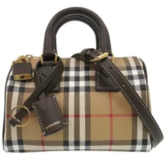 未使用品 バーバリー 2Way ミニ ボウリングバッグ MINI BOWLING ハンドバッグ ノバチェック ポリウレタン ARCHIVE BEIGE 1053 BURBERRY