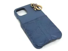 ChristianDior ディオール レディディオール カナージュ レザー iPhone12/12Pro 対応 アイフォンケース ブルーグレー系 DG3996