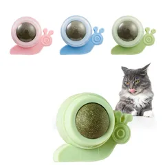 ALLMIRA 猫のおもちゃ3個セット 猫 またたびボール 回転 薄荷ボール またたびトイ 壁 猫舐めおもちゃ 猫咀嚼おもちゃ 消化を助け 食用 猫用品 猫のおやつ 猫キャットニップ マタタビボール玩具 ハッカボール 歯のクリーニング (カタツムリ