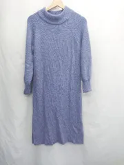◇ ⊆ グローバルワーク シンプル 長袖 ロング ニットワンピース サイズF ブルー系 レディース E  【1505220007727】