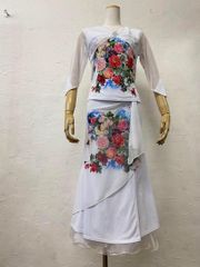 studio展示用 新品入荷 社交ダンスドレス 花柄 シースルー フリル