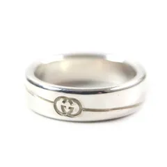極美品▼GUCCI グッチ 774052 ダイアゴナル インターロッキングG 現行品 リング・指輪 AG925 シルバー 17 イタリア製 重量7.4g メンズ 定価46,200円