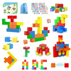 AMYCOOL マグネットパズル マグネットブロック 36個 30mm 立体パズル 積み木 知育玩具 3D おもちゃ 図形 算数 立方体 マグネット 脳トレ 初期教育 STEM教育キット 知育玩具 おもちゃランキング キューブ 算数 長く遊べ 長く使え 買