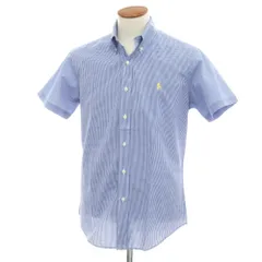 【中古】ラルフローレン RALPH LAUREN コットン チェック 半袖BDシャツ ブルーxホワイト【サイズM】【メンズ】