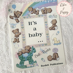 海外 ヴィンテージ 刺繍図案 ＊It’s a baby… くま＆ベビーモチーフ ジャンクジャーナル素材 クロスステッチ　刺繍本