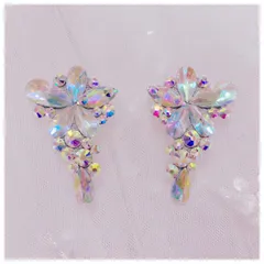 ピアス　◆オーロラホワイト花型◆