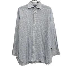 Polo RALPH LAUREN 長袖 チェックシャツ ポロラルフローレン XL~ ブルー ビッグサイズ ポケット 古着卸 アメリカ仕入 a611-6954