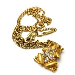 【K732】Carrera y Carrera（カレライカレラ）/ルビー/メレダイヤネックレス/カエル/K18YG/8.8㌘/石目無し