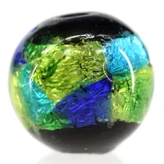 Sea drop 光る ホタルガラス ブルー×イエロー 8mm  粒売り 10粒 ビーズ 蓄光 とんぼ玉 [226tt-10-10]