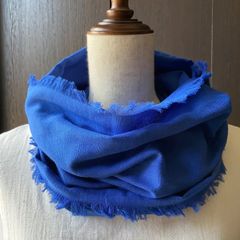 あったらいいな♪を形に…一枚仕立てフリンジシングルスヌード　ロイヤルブルー