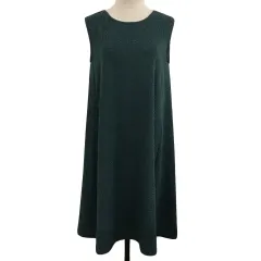 B&Y ユナイテッドアローズ BEAUTY&YOUTH ビューティー&ユース ワンピース フレア ロング ラウンドネック ノースリーブ 総柄 緑 グリーン