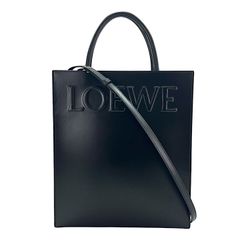 ロエベ 2WAY レディース スタンダードトート 肩掛け 斜め掛け ハンドバッグ ショルダーバッグ LOEWE ブラック 黒 ゴールド金具【中古品】