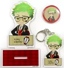 【中古】雑貨 トレイ・クローバー アクリルスタンド＆アクリルキーホルダー＆缶バッジ グッズ3種セット 「ディズニー ツイステッドワンダーランド×ZOZOTOWN」