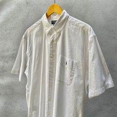 Ralph Lauren　ラルフローレン　無地シャツ　白シャツ　半袖ボタンダウンシャツ　BLAKE　XLサイズ　白 × 黒　ポケット付き