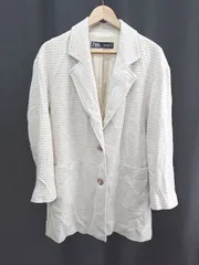 ◇ ⊇ ZARA ザラ 千鳥格子 長袖 チェスターコート サイズEUR M USA M MEX 28 ベージュ ライトベージュ レディース E  【1411070019356】