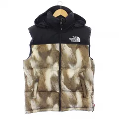 シュプリーム SUPREME THE NORTH FACE 13FW Fur Print Nuptse ダウンベスト アウター ジップアップ 切替 フード S 黒 ブラック ベージュ ND01341 /KHのサムネイル