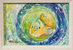 チョビベリー作 「かくれハゼ」水彩色鉛筆画 ポストカード