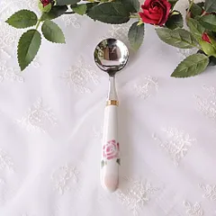 【30%off】【マニー】陶器ハンドル　シュガースプーン　ゴールド（ローズ）のサムネイル