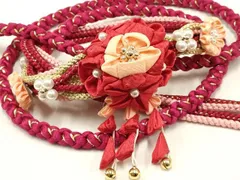 平和屋着物●和装小物　振袖用帯締め　装飾　つまみ細工　パール　鈴　金糸　逸品　AAAV1718ay