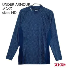 UNDER ARMOUR アンダーアーマー ハイネック 長袖インナーTシャツ 総柄 ネイビー系 MD [240101147737]#
