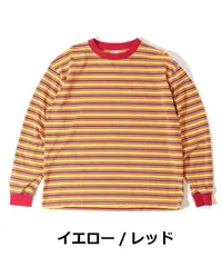 WALLA WALLA SPORT ワラワラスポーツ ロングスリーブ ストライプTシャツ イエロー/レッド m l メンズ レディース 長袖 ロンT M L 秋冬 大きいサイズのサムネイル