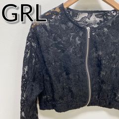 GRL　グレイル　総レース　カーディガン　黒　花柄　透け感　ショート　アウター