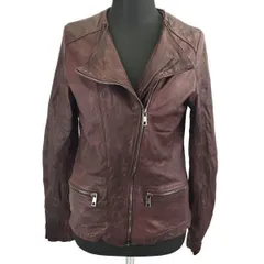 タグ付★イタリア製/ジョルジオブラット/Giorgio Brato★羊革/ラムレザーダブルライダースジャケット【40/レディース -L程度/赤紫】裏地シルク◆XBA606W<sale>