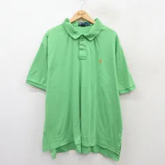 XL/古着 ラルフローレン 半袖 ブランド ポロ シャツ メンズ 90s ワンポイントロゴ 大きいサイズ コットン 黄緑 25jul14 中古 トップス