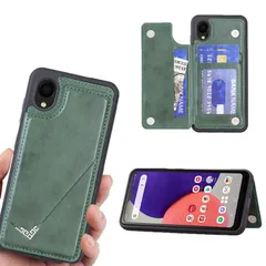 【特価セール】用 docomo 背面 手帳 SC-56C カードケース ランヤード付 AU 背面カバー (ダルグリーン)ギャラクシー SCG18 A23 5G 5G sc-56c ドコモ A23 スマホケース サイドマグネット Galaxy カード収納 横置き