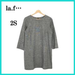 美品 la.f… ラエフ ワンピース Iライン 背面ファスナー 長袖 ひざ丈 レディース グレー 2S 日本製
