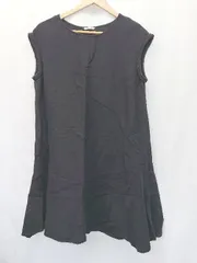 ◇ ⊂ Simplicite シンプリシテェ リネン100% 膝丈 ノースリーブ ワンピース サイズ表記なし ブラック レディース E  【1410230013364】