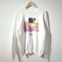 90年代　パグ　ドックプリント　ラグランスウェット　ONEITA　白