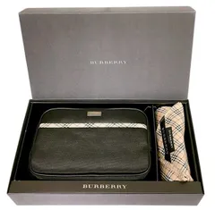 未使用 バーバリー ポーチ ハンカチ セット キャンバス チェック レディース ブラック　黒　ベージュ BURBERRY ギフト