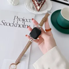 Apple Watch バンド 合皮 ライトブラウン シンプル 細身 おしゃれ アップルウォッチ ベルト (z)