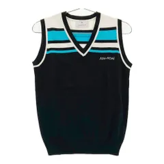 サイズ：M JUN&ROPE ジュン アンド ロペ  Vネック ニットベスト ボーダー柄 ブラック系 [240101243139] ゴルフウェア レディース ストスト