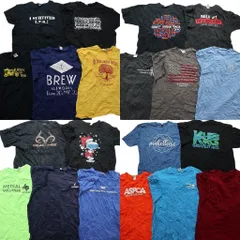 古着卸 まとめ売り カラーMix プリント 半袖Tシャツ 20枚セット (メンズ XL ) スカル キャラクター スヌーピー 星条旗  中古 古着 NA1124