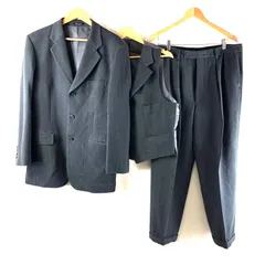 ドモン Domon スーツ 3点セット ジャケット ベスト パンツ シングルスーツ サイドポケット 日本製 ダークグレー LLサイズ 957970
