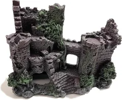 S-NET 古城 水槽 オブジェ 隠れ家 飾り 置物 アクアリウム オーナメント 装飾 黒 樹脂 飼育 金魚 熱帯魚 砂利 インテリア SN-301-SO(ブラックA)